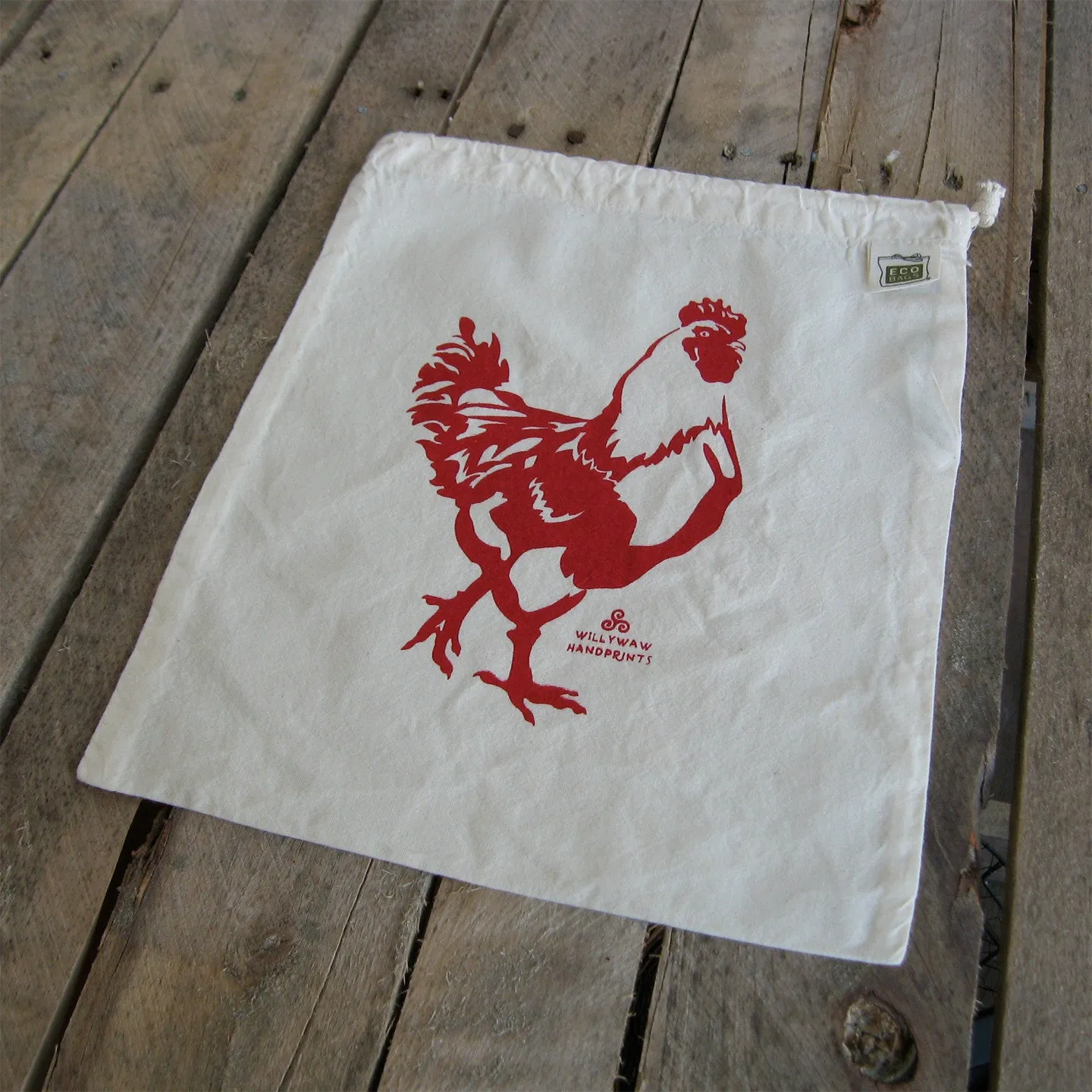 Medium Organic Cotton Ditty Bag - Chicken