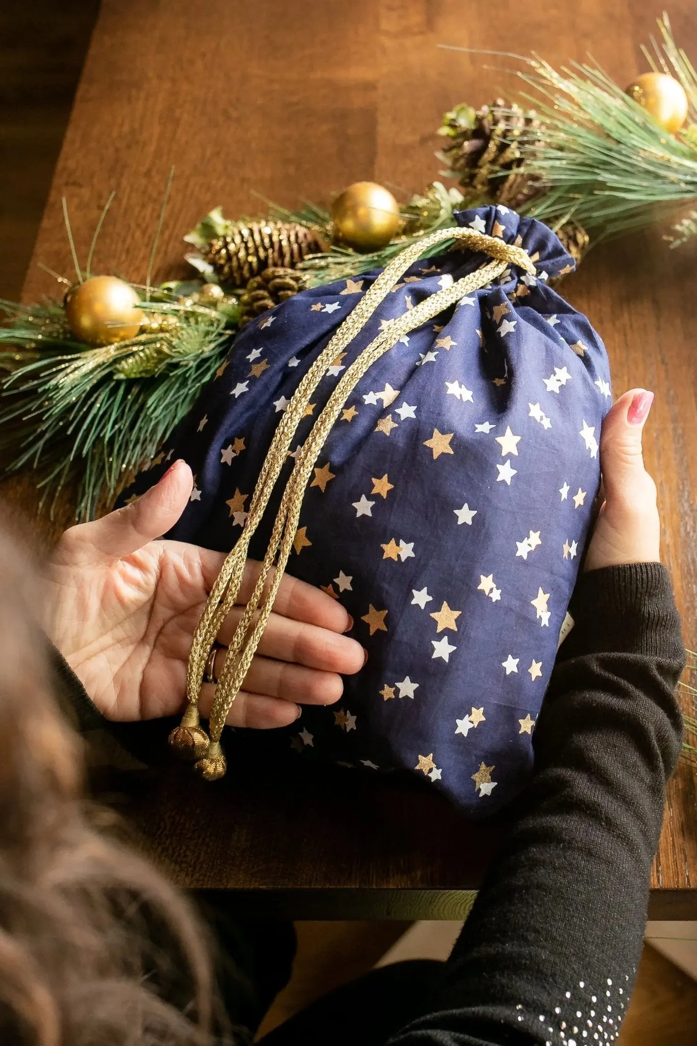 Midnight Stars Reusable Cotton Gift Bags by Paper Mirchi