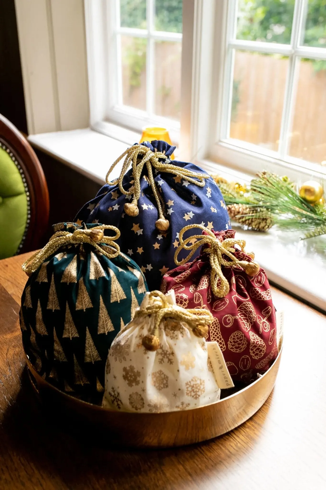 Midnight Stars Reusable Cotton Gift Bags by Paper Mirchi