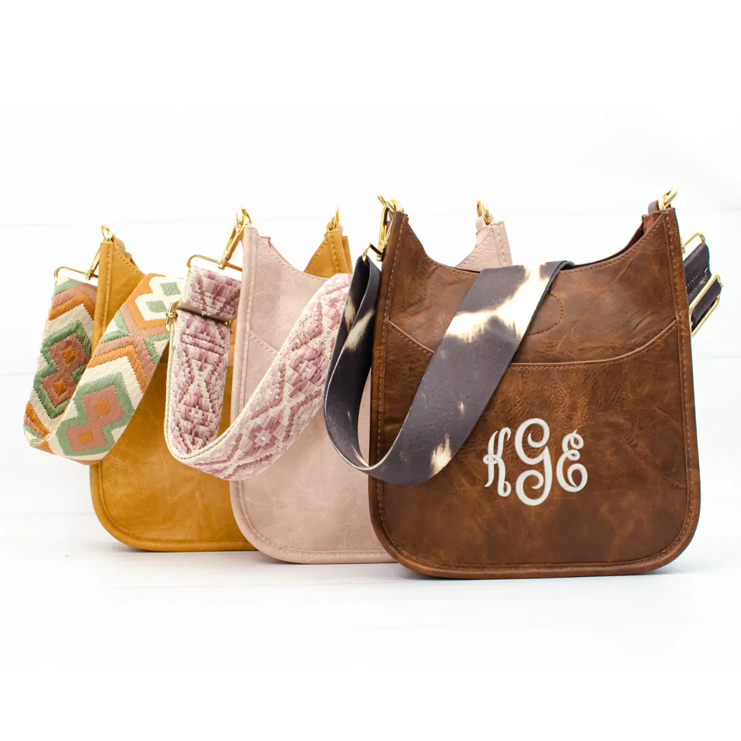 Mini Guitar Strap Purse - Mini Faux Leather Messenger - Monogrammable Cross Body Purse - 5 Colors