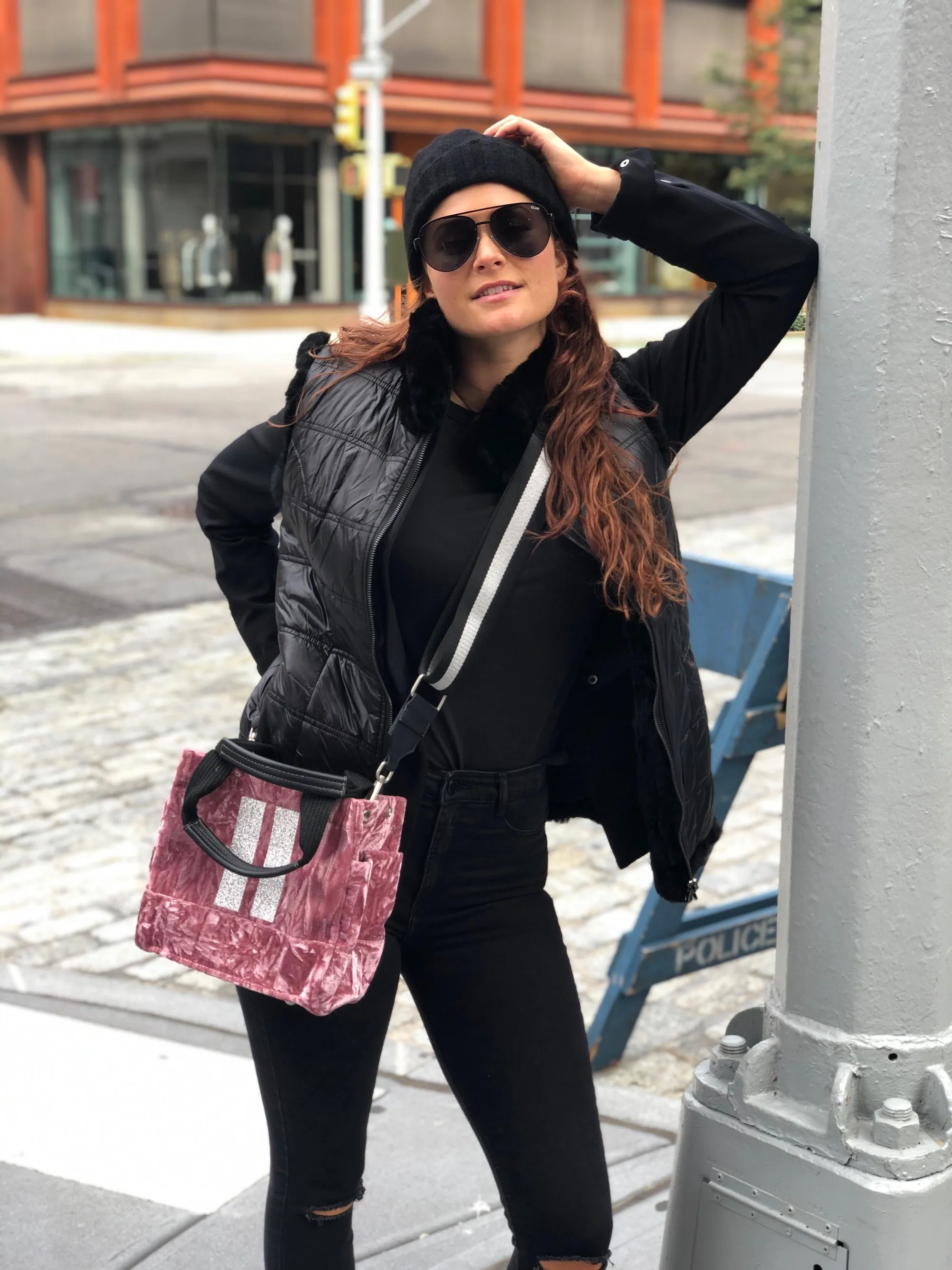 Mini Luxe North South: Petal Pink Crushed Velvet