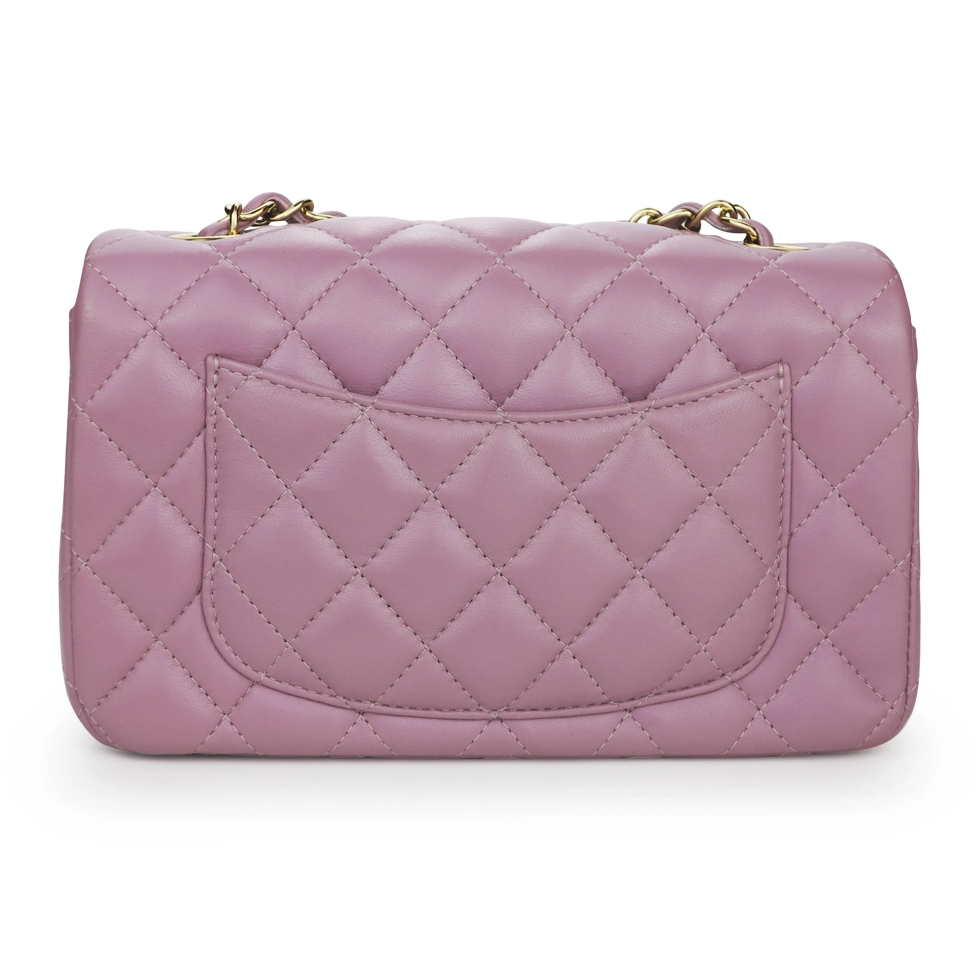 Mini Rectangular Flap Bag in Mauve Pink Lambskin