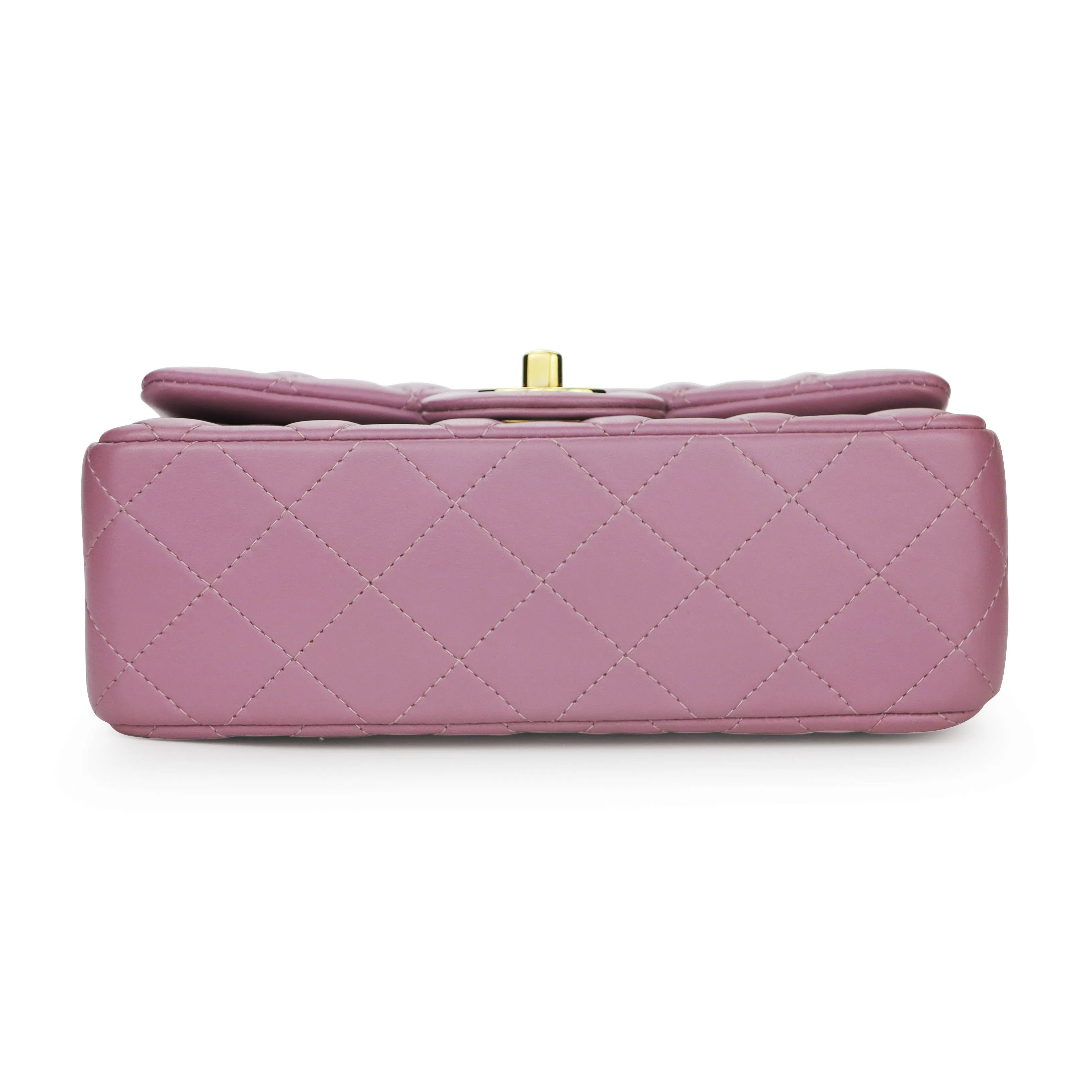 Mini Rectangular Flap Bag in Mauve Pink Lambskin