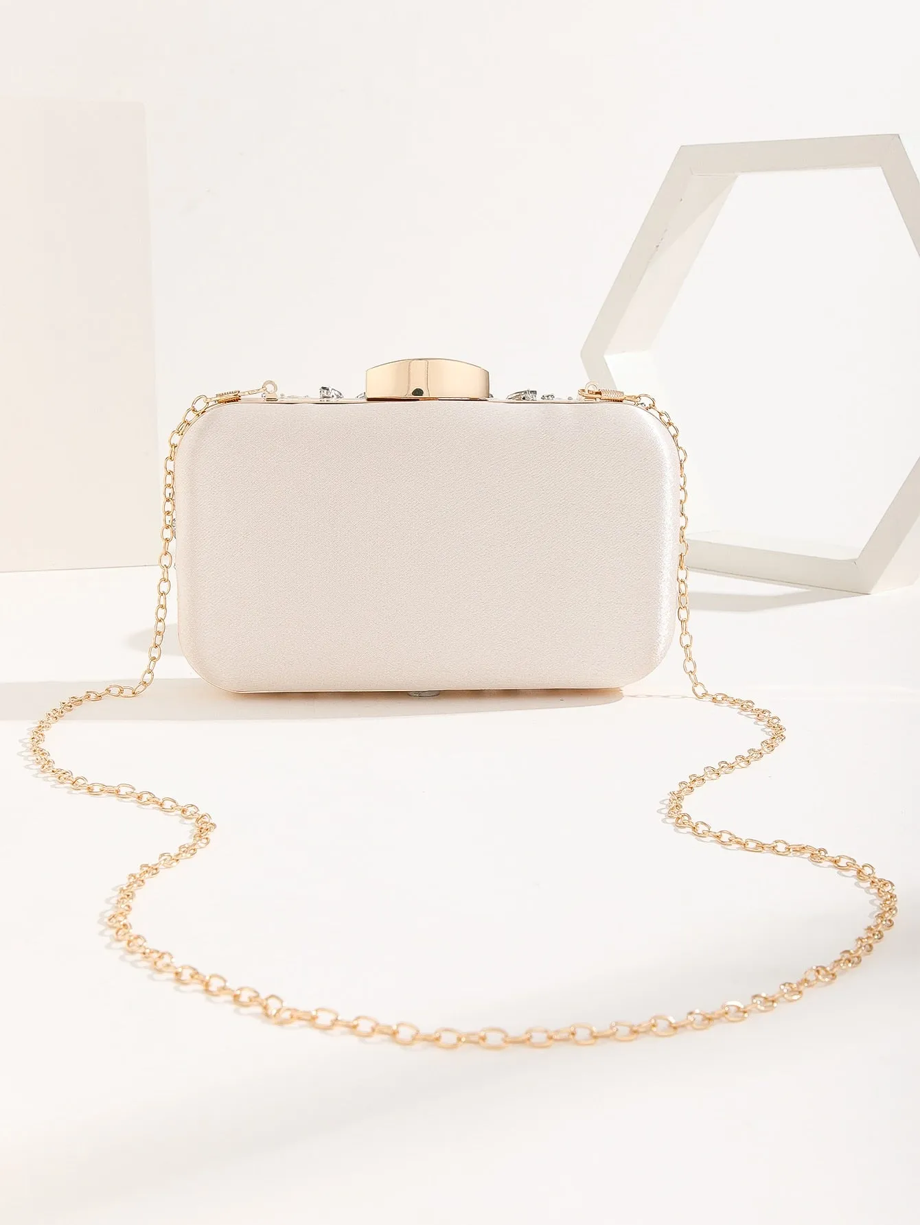 Mini Rhinestone & Faux Pearl Decor Box Bag