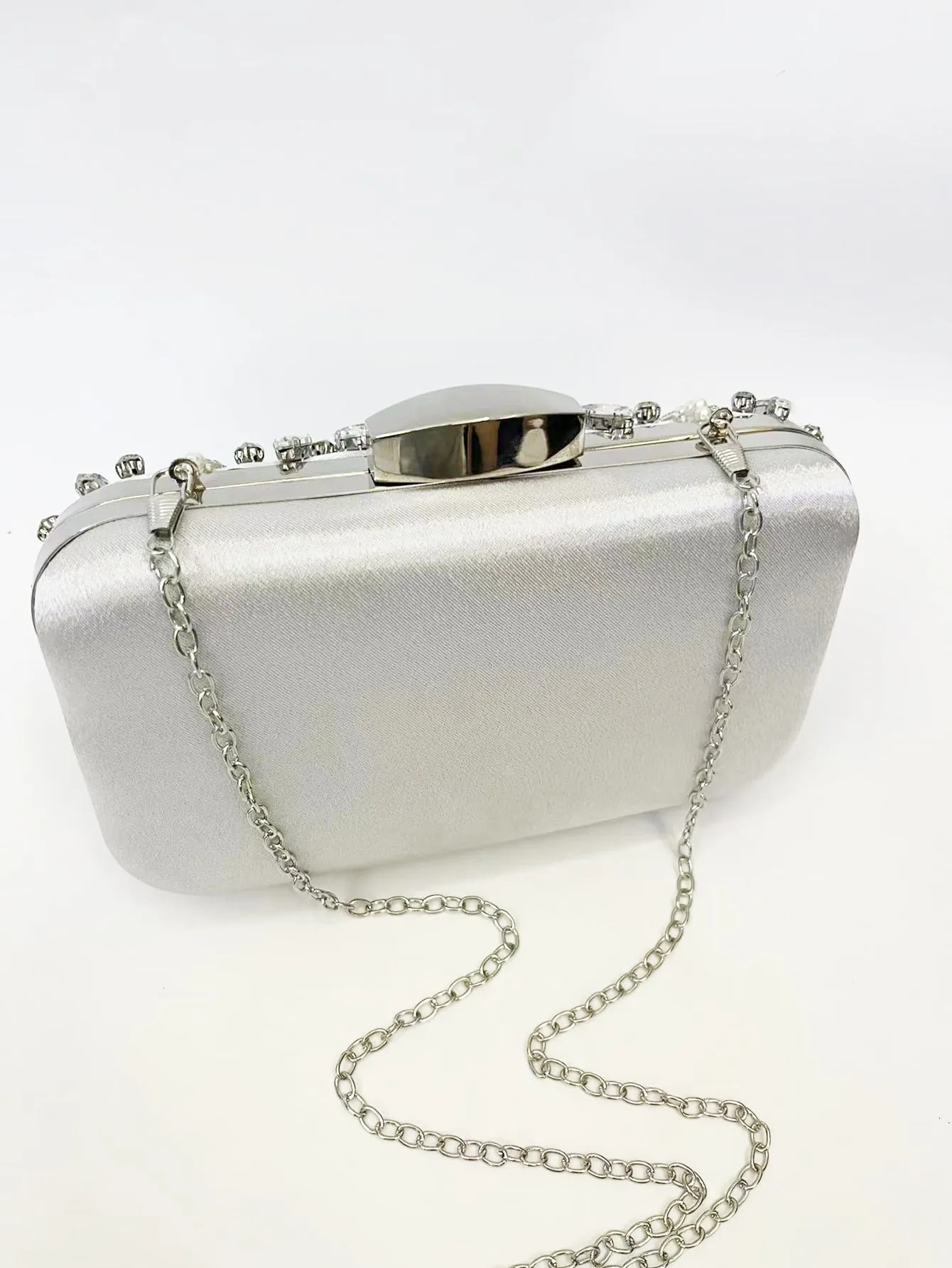 Mini Rhinestone & Faux Pearl Decor Box Bag
