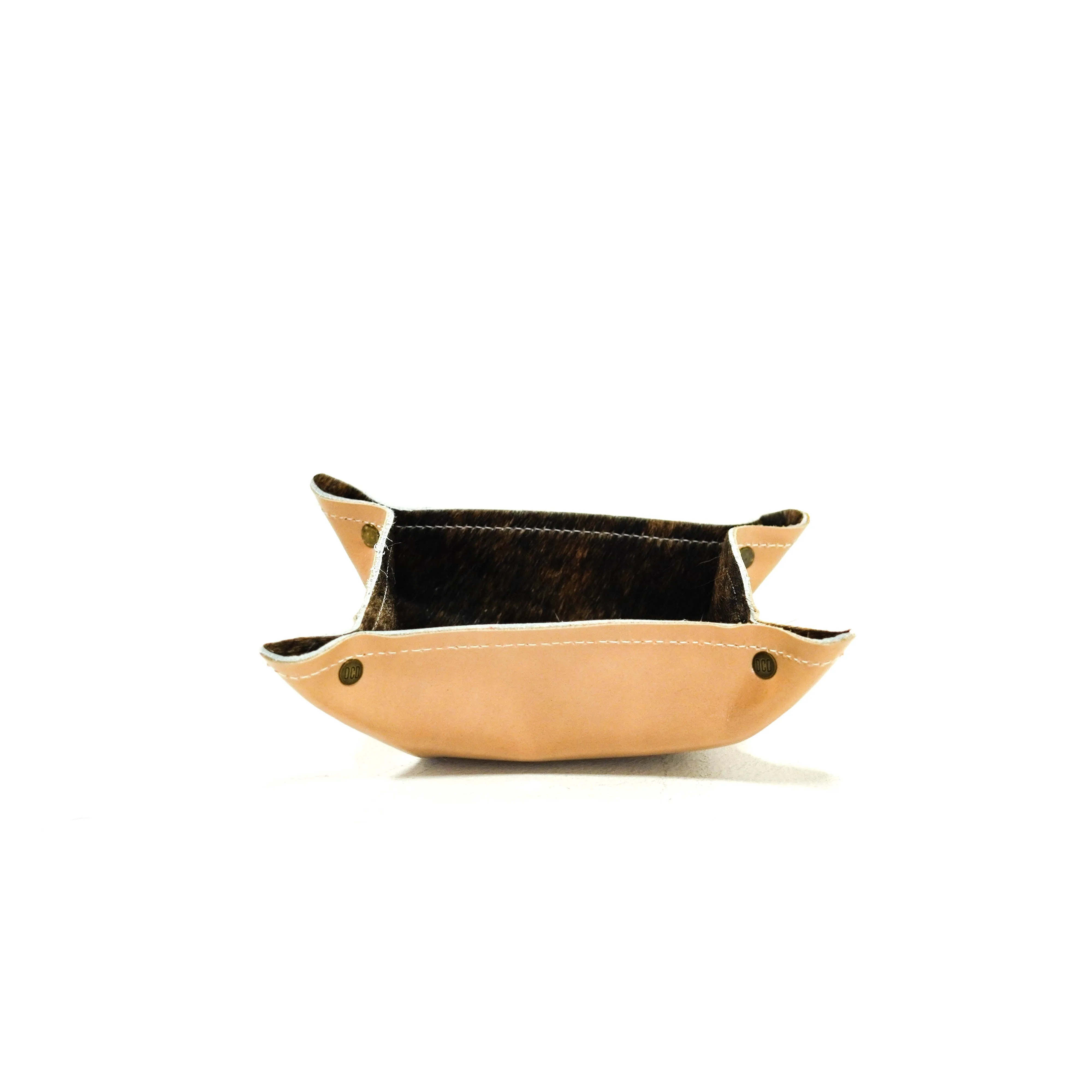 Mini Tray - Glossed Cream Leather w/ Brindle