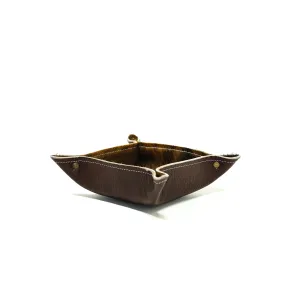 Mini Tray - Pebbled Chocolate Leather w/ Long Brindle