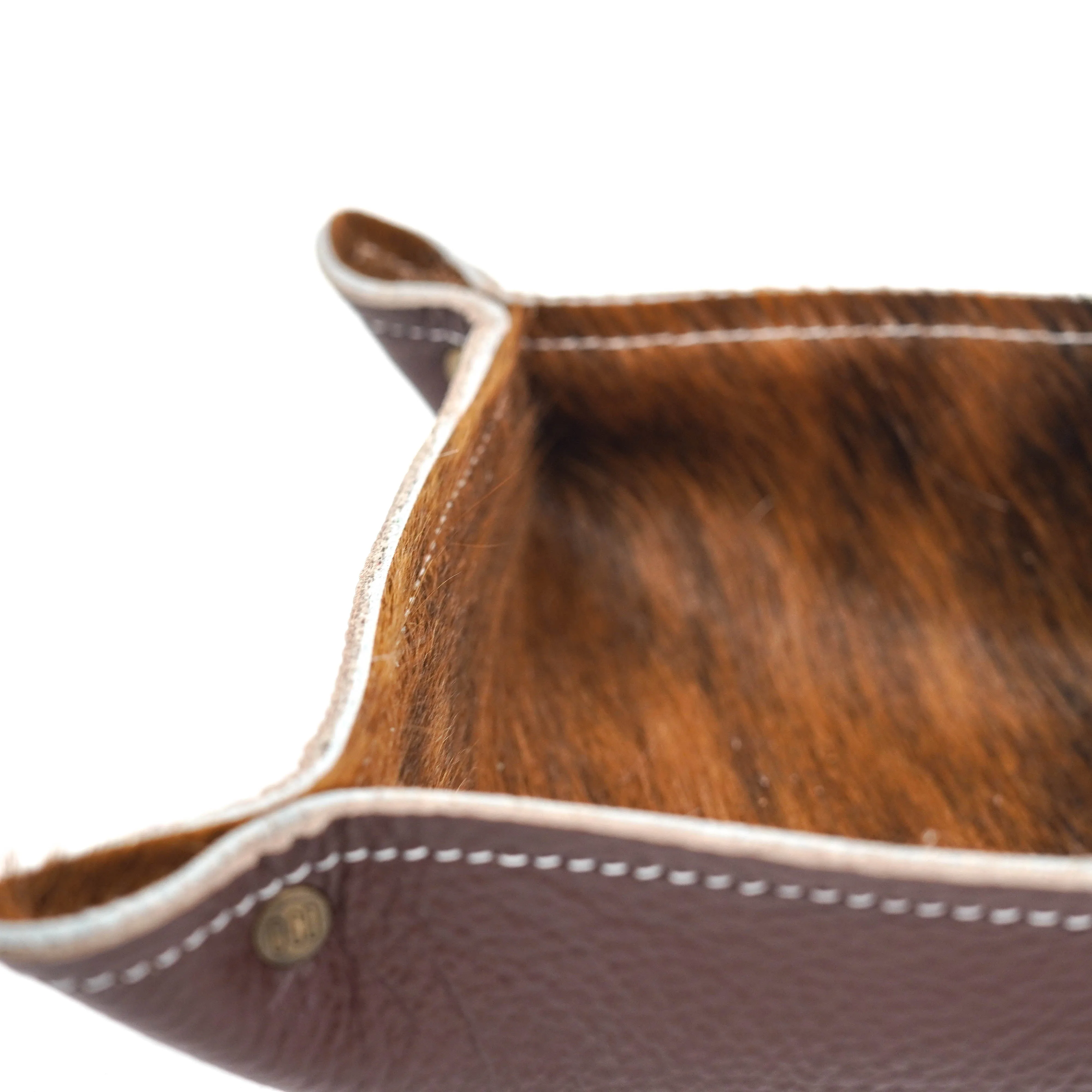 Mini Tray - Pebbled Chocolate Leather w/ Long Brindle