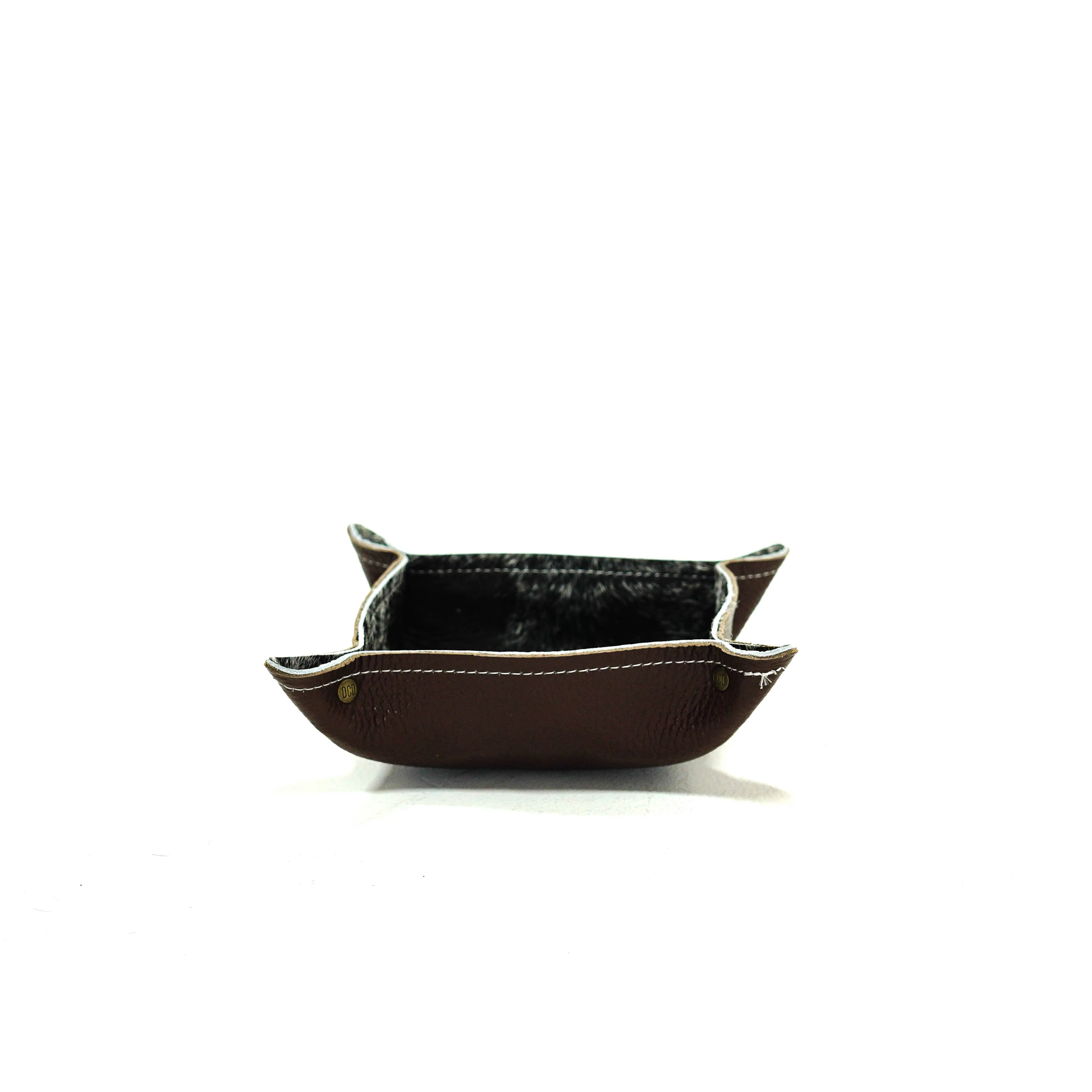 Mini Tray - Pebbled Chocolate Leather w/ Salt N' Pepper