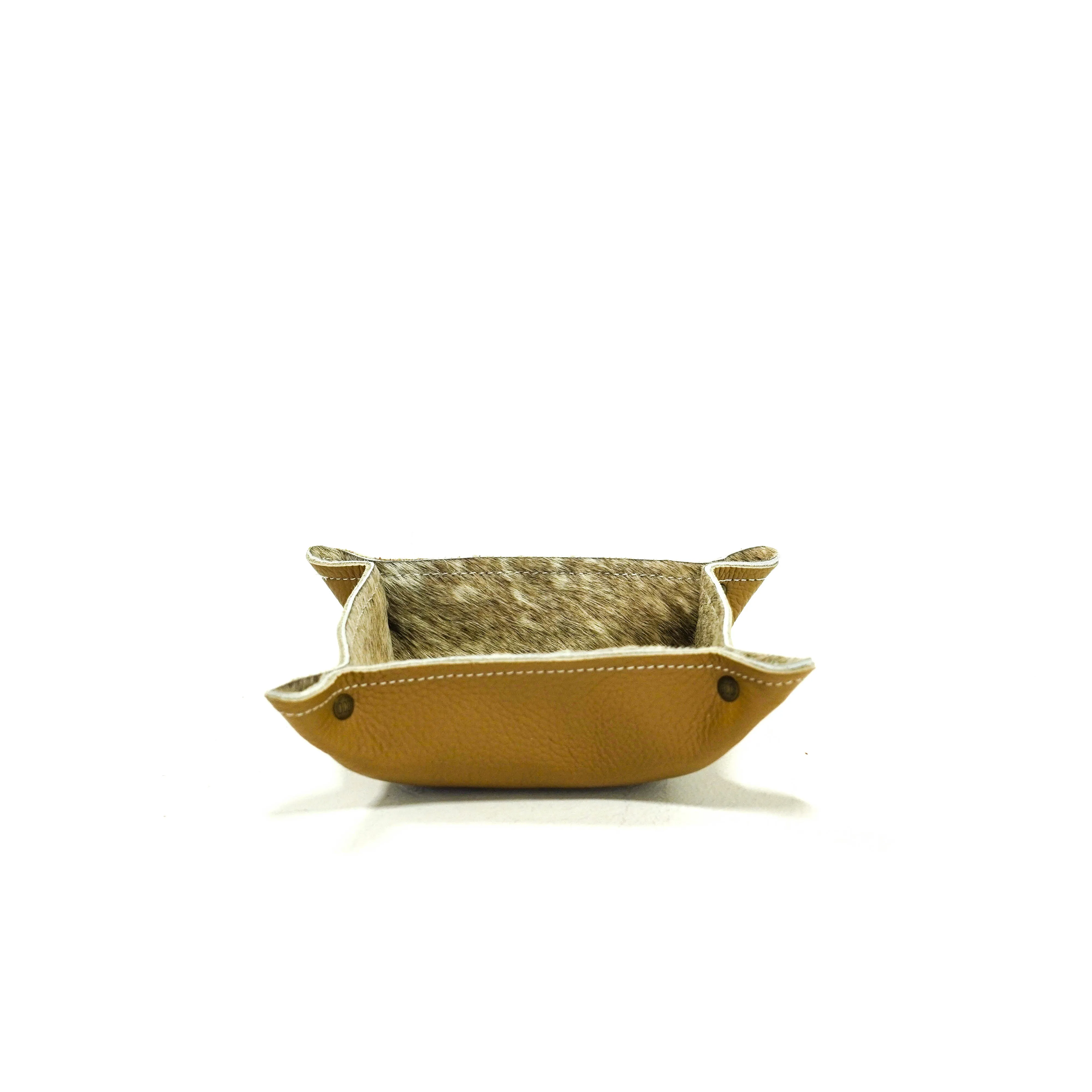 Mini Tray - Pebbled Dulce de Leche Leather w/ Light Brindle