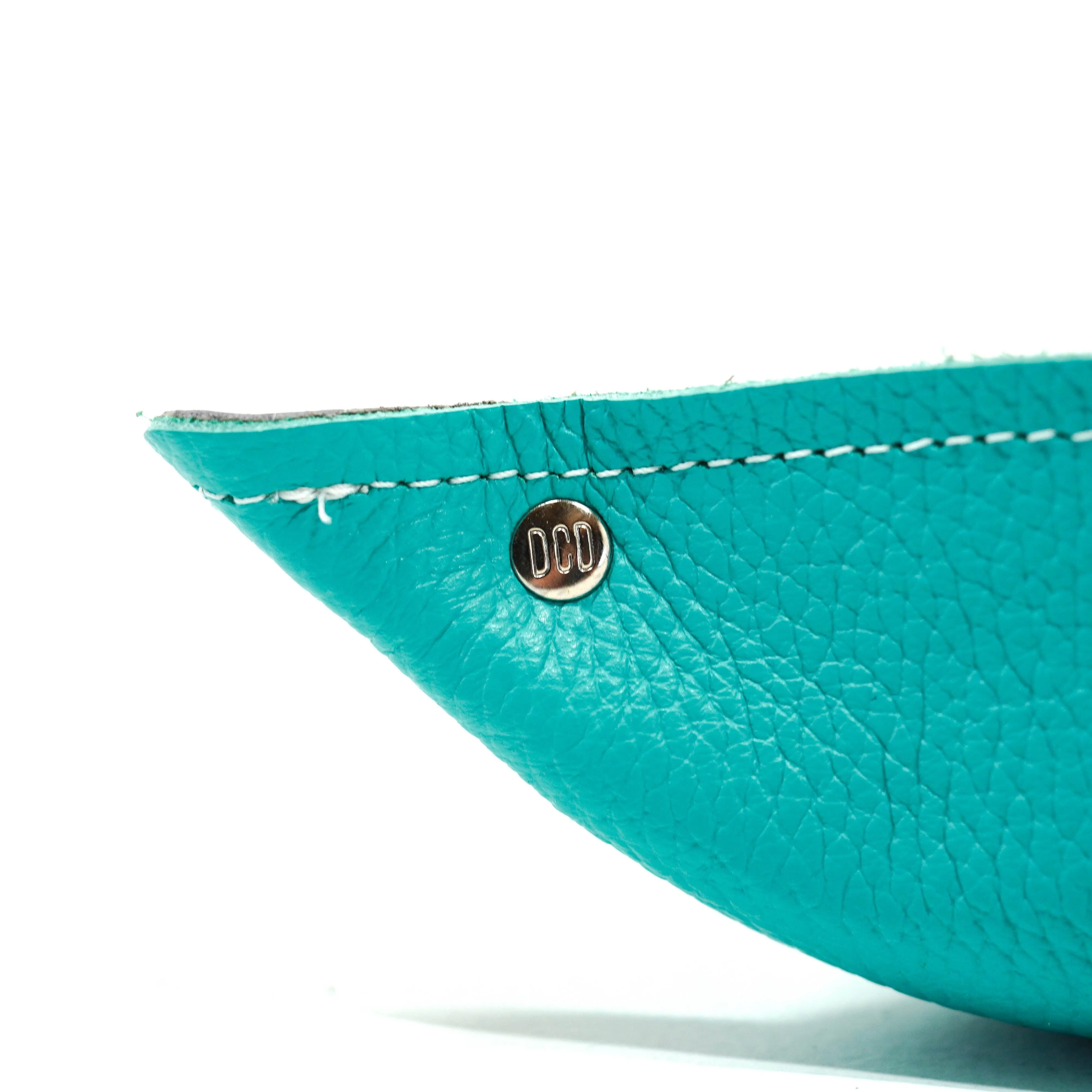 Mini Tray - Pebbled Turquoise Leather w/ Mermaid Tortoise