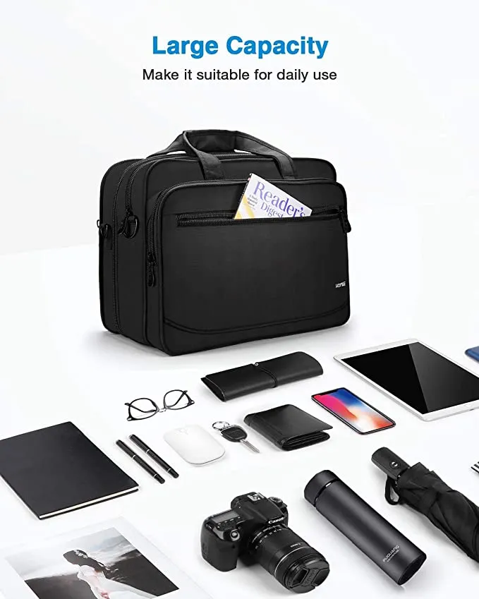New HOMIEE 17 17.3 Inch Laptop Briefcase, Laptop Case Bag with Organizer, Expandable 3 Way Large Shoulder Bag Duffel Bag for Men/Women, Water Resistant Messenger Bag for Travel/Business/School