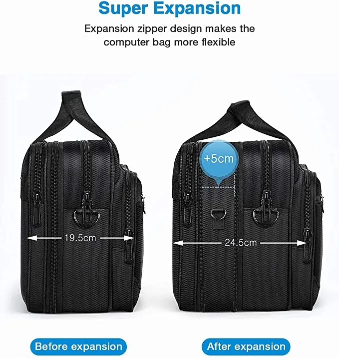New HOMIEE 17 17.3 Inch Laptop Briefcase, Laptop Case Bag with Organizer, Expandable 3 Way Large Shoulder Bag Duffel Bag for Men/Women, Water Resistant Messenger Bag for Travel/Business/School