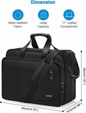 New HOMIEE 17 17.3 Inch Laptop Briefcase, Laptop Case Bag with Organizer, Expandable 3 Way Large Shoulder Bag Duffel Bag for Men/Women, Water Resistant Messenger Bag for Travel/Business/School