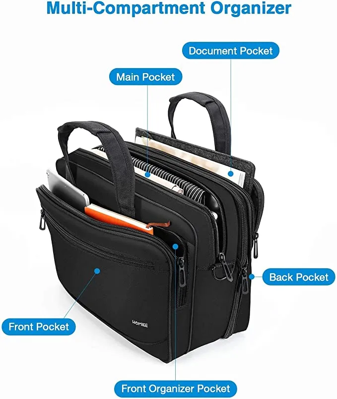 New HOMIEE 17 17.3 Inch Laptop Briefcase, Laptop Case Bag with Organizer, Expandable 3 Way Large Shoulder Bag Duffel Bag for Men/Women, Water Resistant Messenger Bag for Travel/Business/School