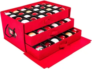 New Santa's Bags Red 3 Tray Ornament Storage Drawer with Lid SB-10452-RED! Holds 72 Ornaments! Retails $110 