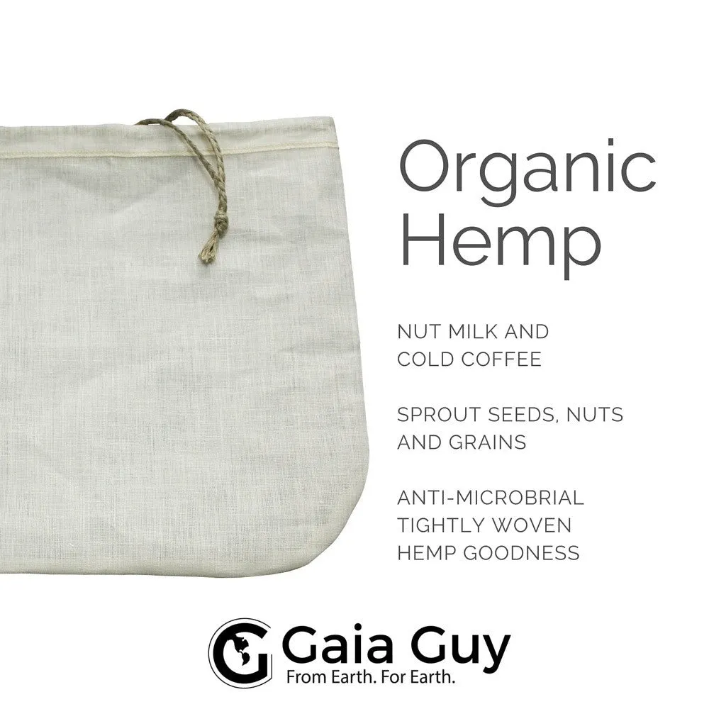 Nut Milk Bags (Organic Hemp   Organic Cotton) 12" x 12"