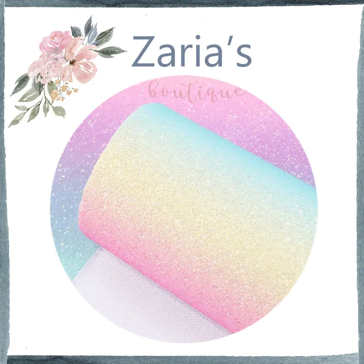 Pastel Rainbow  ~ FINE GLITTER ~ Pink Purple Blue Green Yellow Faux Bow Leather