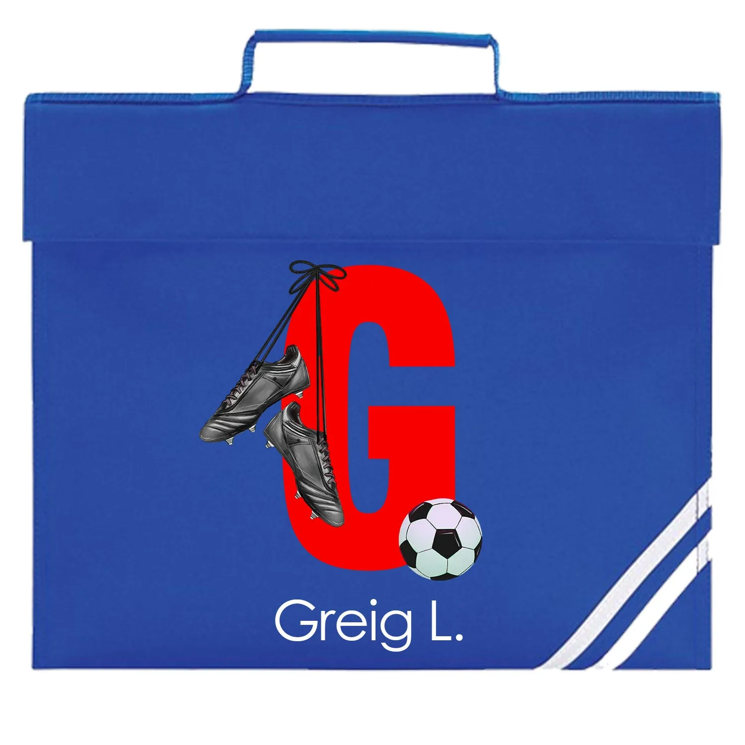 Personalised Football Initial & Name Book/Homework Bag. Choice of colours & options