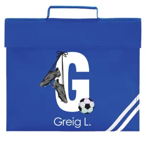 Personalised Football Initial & Name Book/Homework Bag. Choice of colours & options