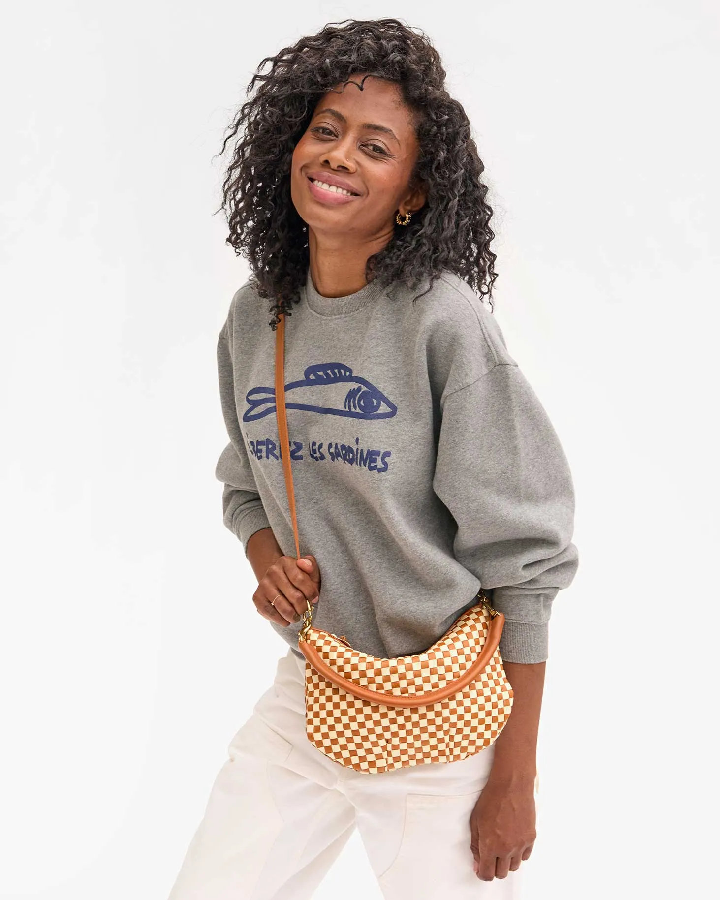 Petit Moyen Bag in Natural & Cream Woven Checker
