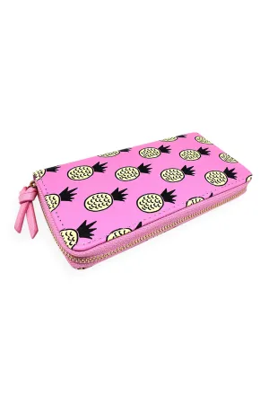 PINEAPPLE PRINT PINK ZIPPER WALLET