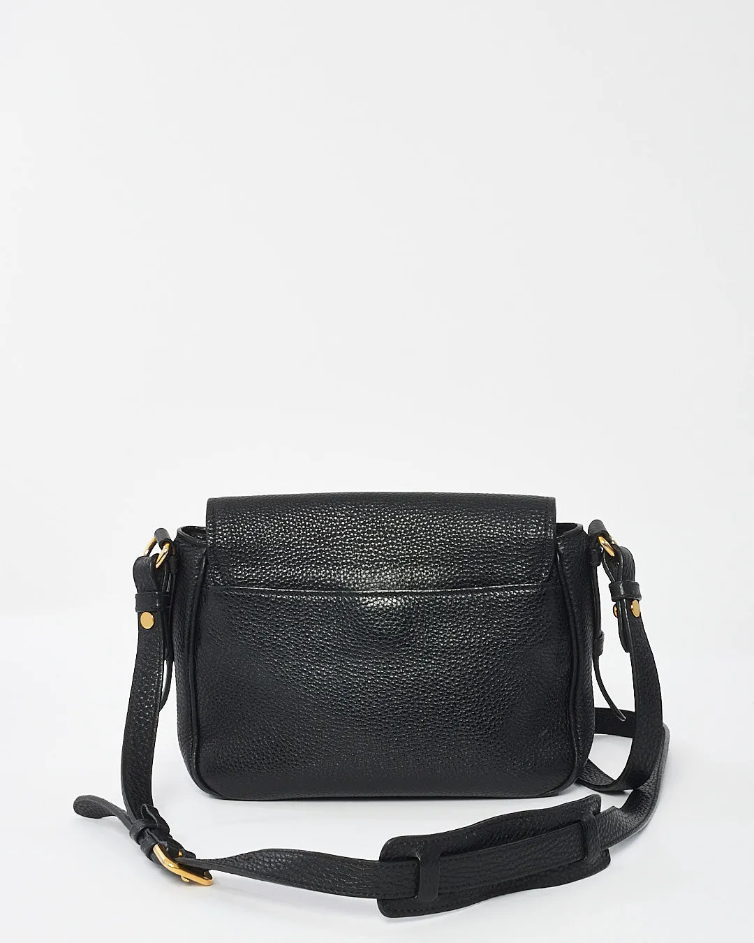 Prada Black Grained Leather Vitello Daino Messenger Bag
