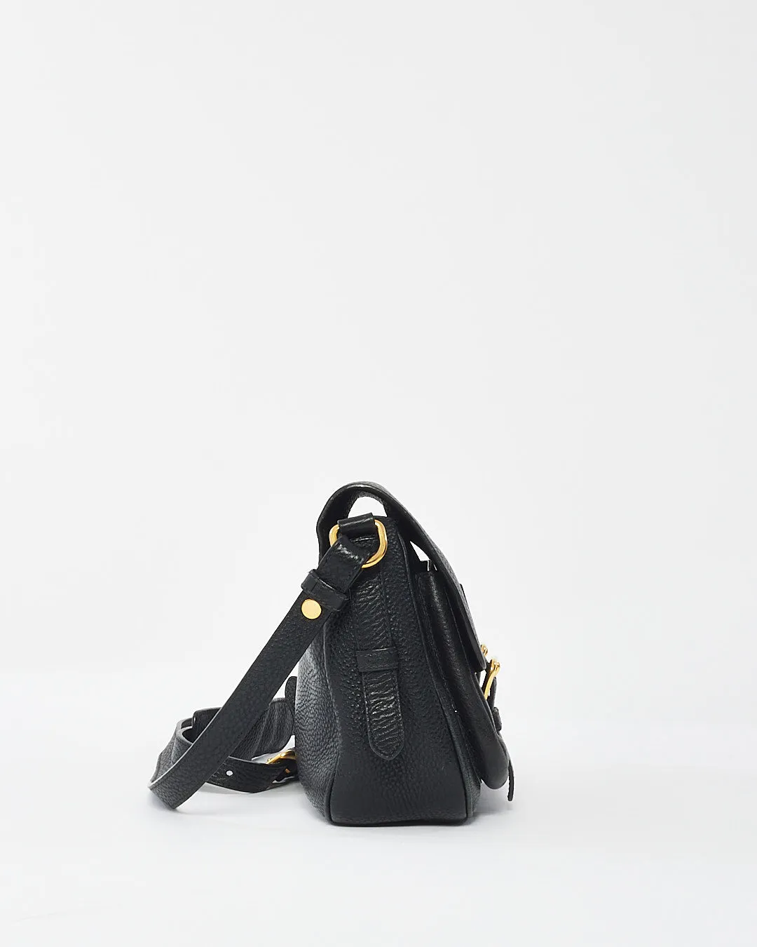 Prada Black Grained Leather Vitello Daino Messenger Bag