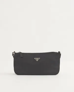 Prada Black Nylon Tessuto Baguette Shoulder Bag