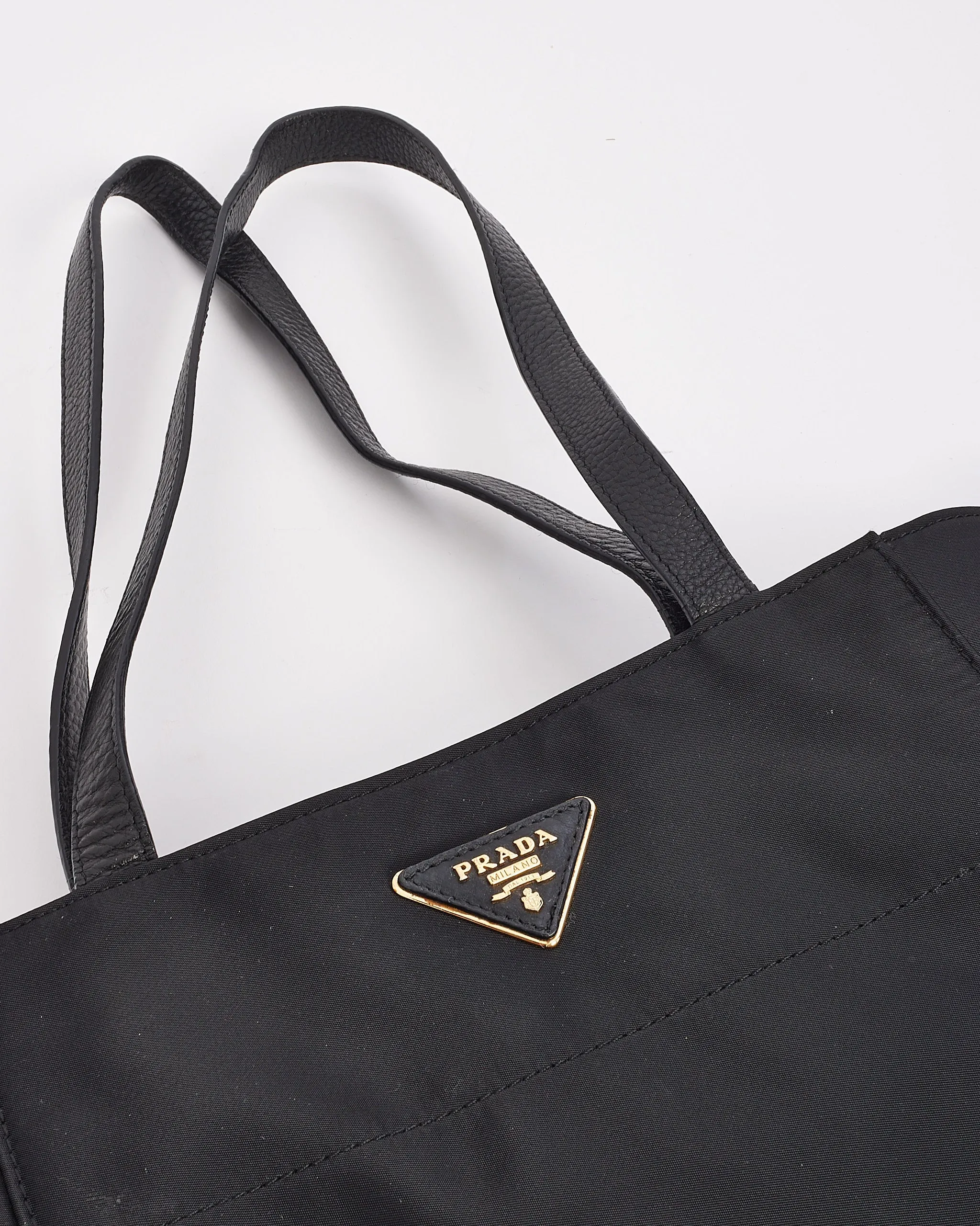 Prada Black Nylon Tessuto Logo Tote Bag