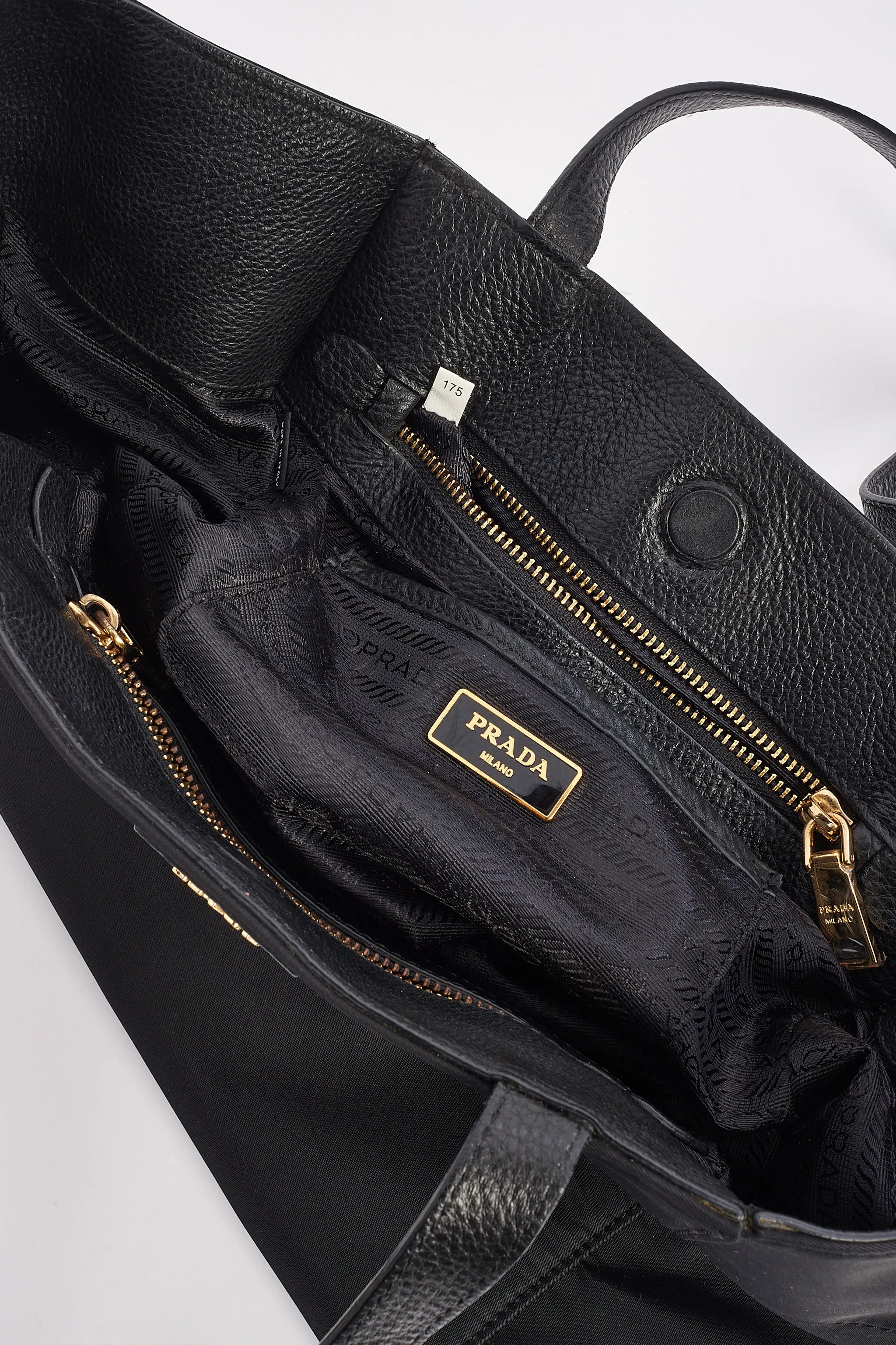 Prada Black Nylon Tessuto Logo Tote Bag