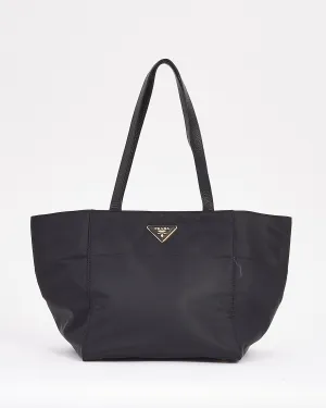 Prada Black Nylon Tessuto Logo Tote Bag