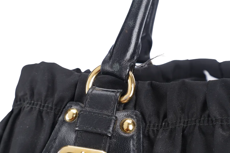 PRADA IBG805 BLACK GAUFRE NYLON BAG WITH STRAPS, CARD AND DUST COVER