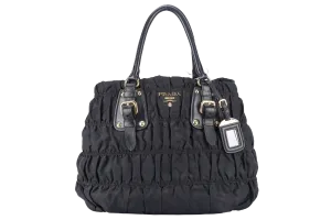 PRADA IBG805 BLACK GAUFRE NYLON BAG WITH STRAPS, CARD AND DUST COVER