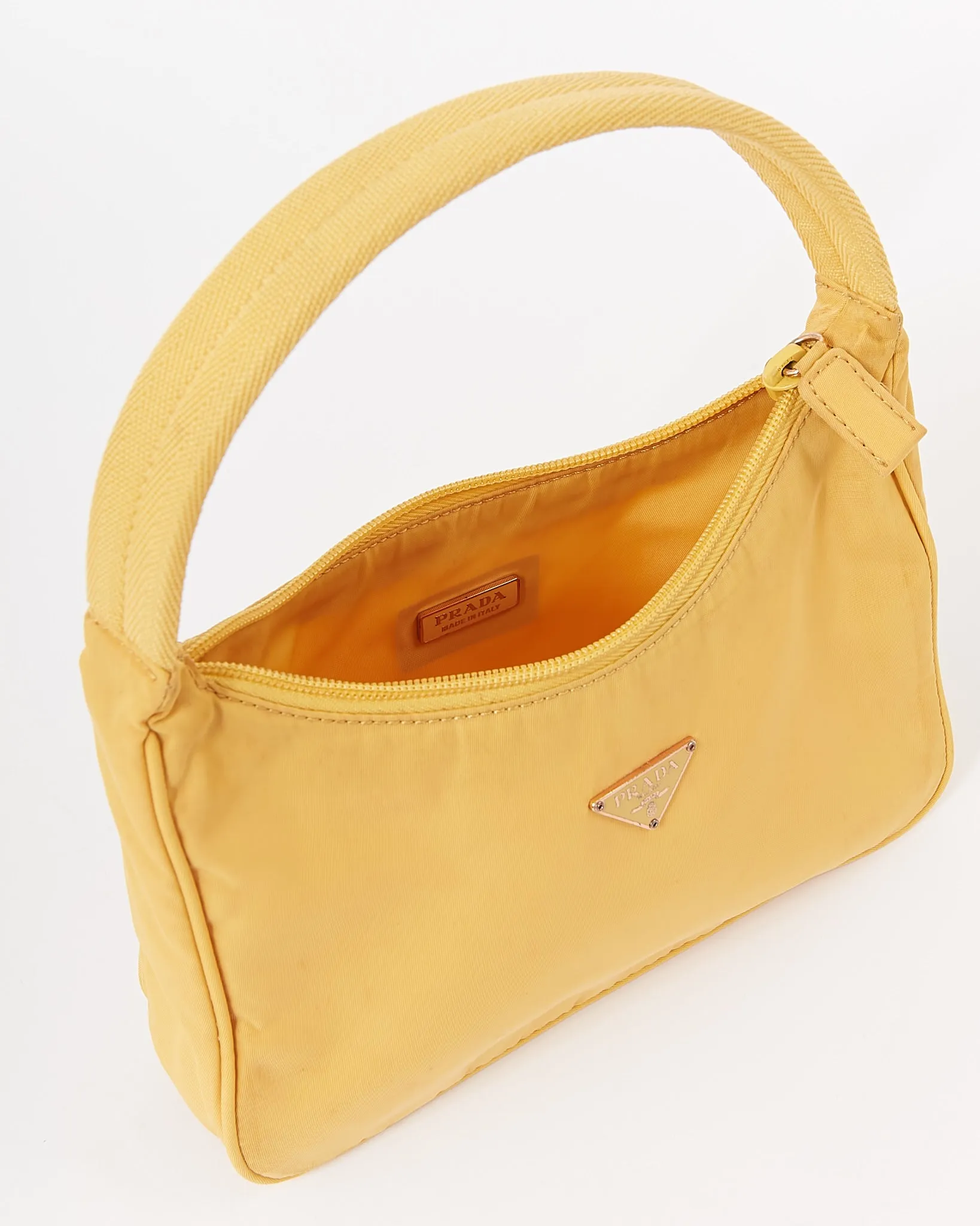 Prada Yellow Nylon Tessuto Mini Hobo Shoulder Bag