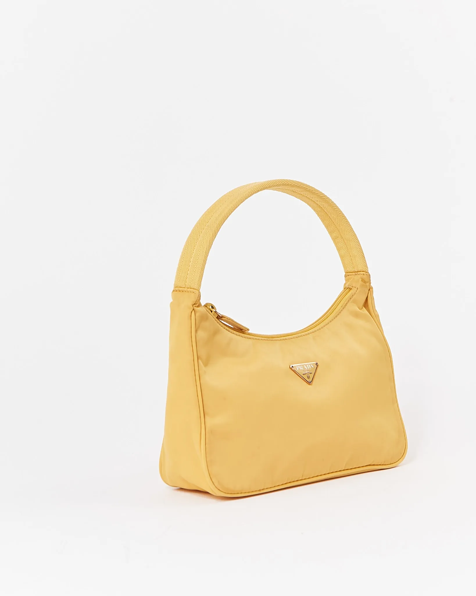 Prada Yellow Nylon Tessuto Mini Hobo Shoulder Bag