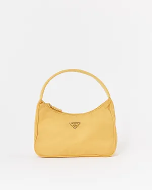 Prada Yellow Nylon Tessuto Mini Hobo Shoulder Bag