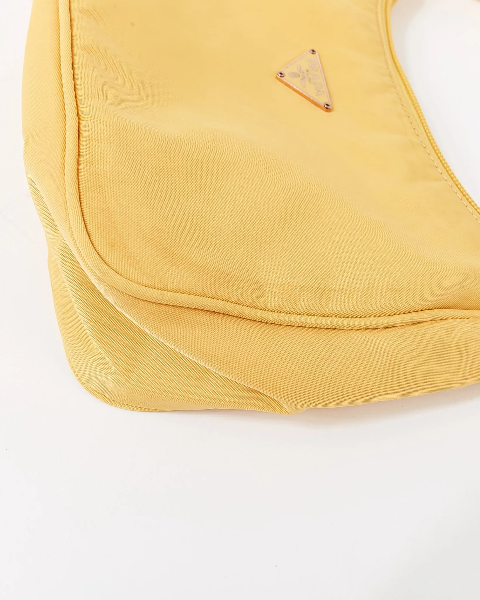 Prada Yellow Nylon Tessuto Mini Hobo Shoulder Bag