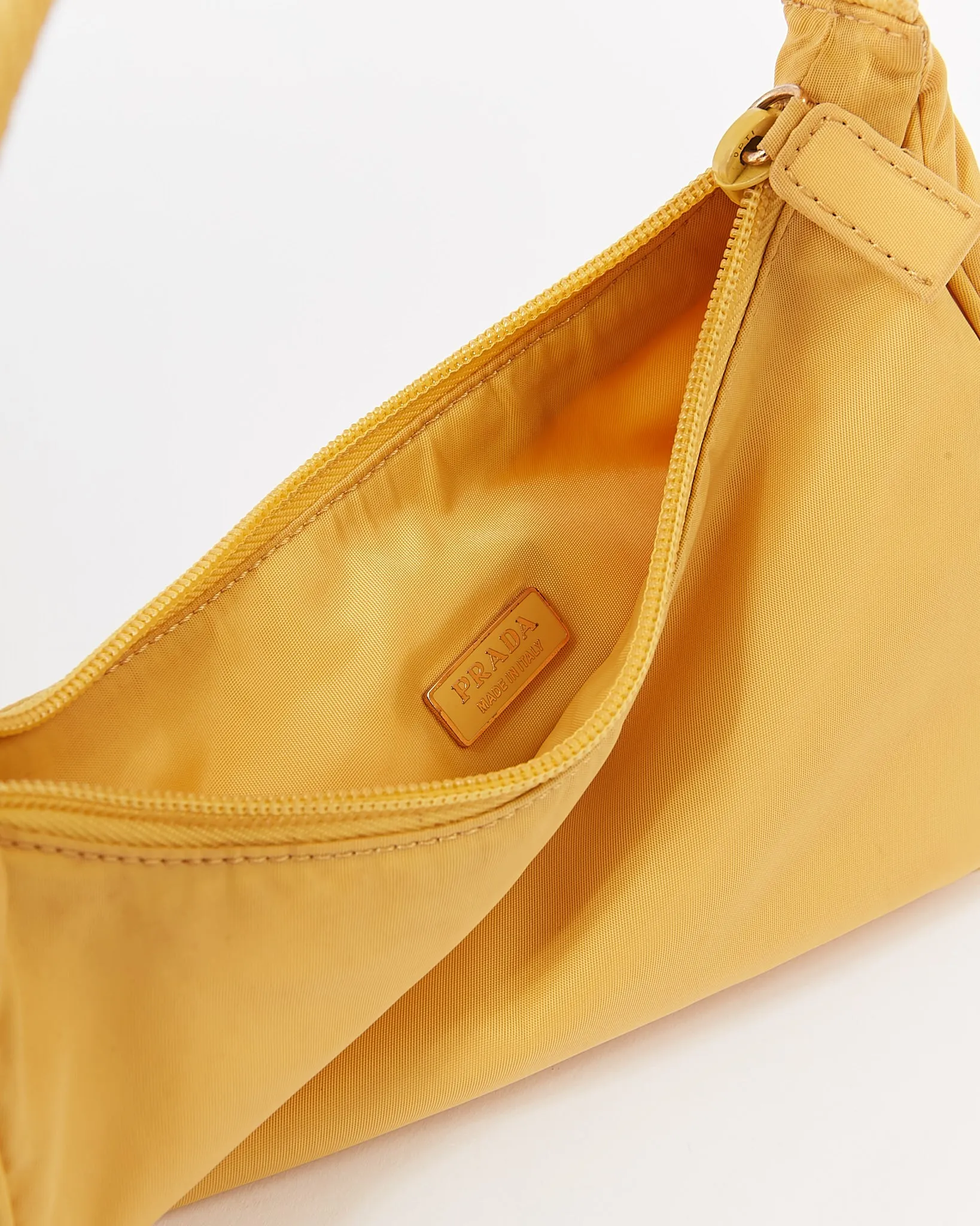 Prada Yellow Nylon Tessuto Mini Hobo Shoulder Bag