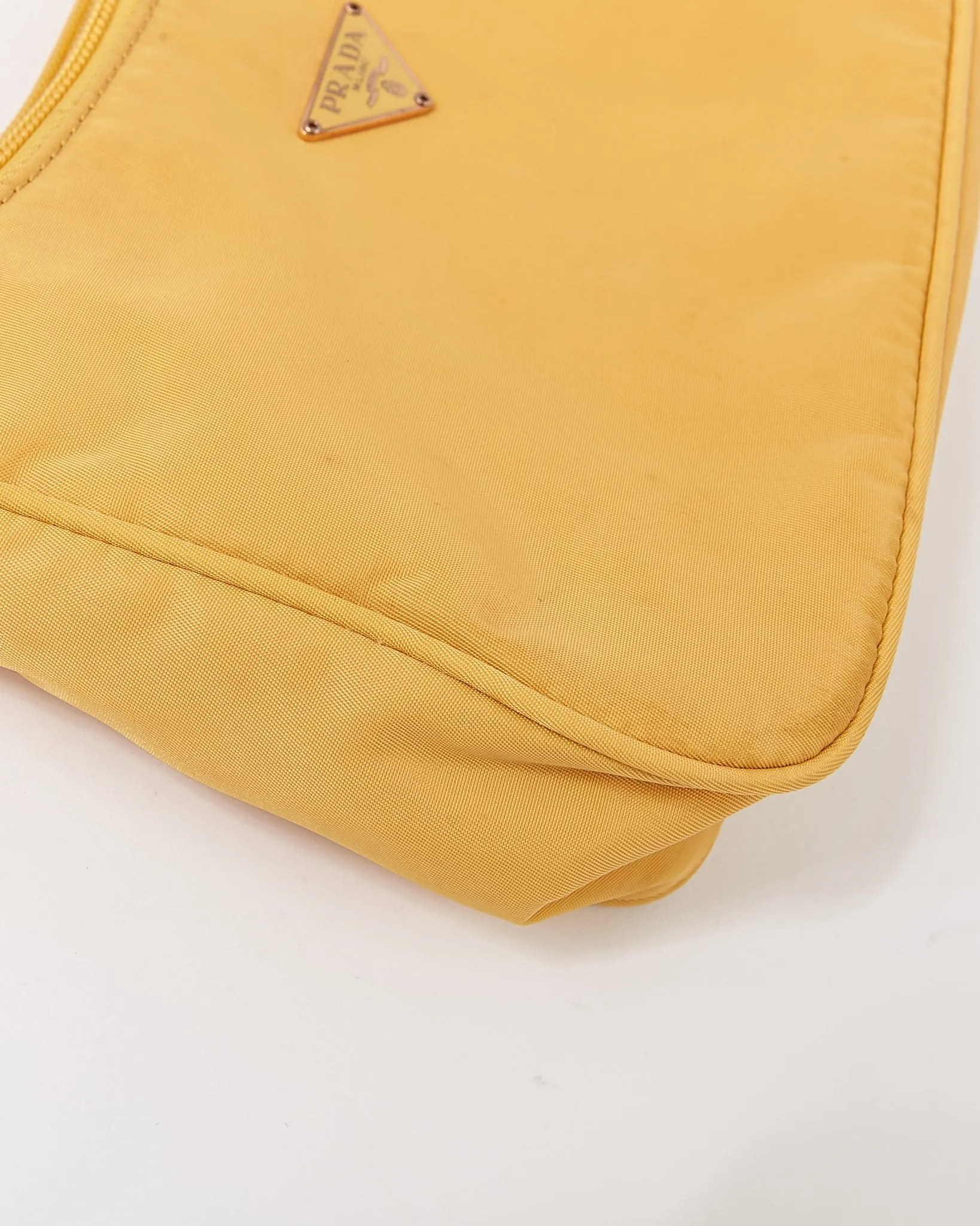 Prada Yellow Nylon Tessuto Mini Hobo Shoulder Bag