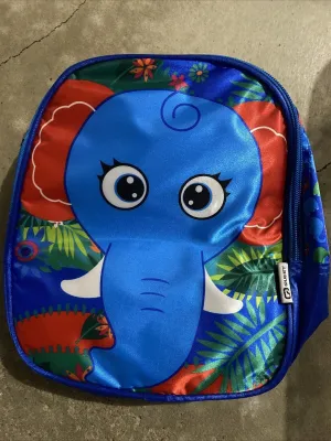 Quest Kids Satin Insulated Lunch Bag Zipper Elephant Design Blue Cooler Boy zoo