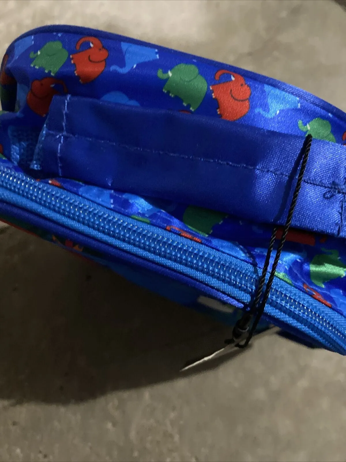 Quest Kids Satin Insulated Lunch Bag Zipper Elephant Design Blue Cooler Boy zoo