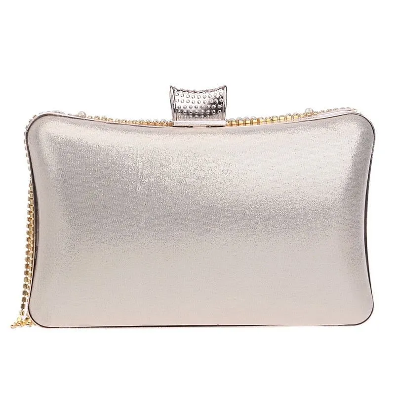 Rhinestones Tassel Clutch Diamonds Beaded Metal Evening Bags Chain Shoulder Messenger Purse