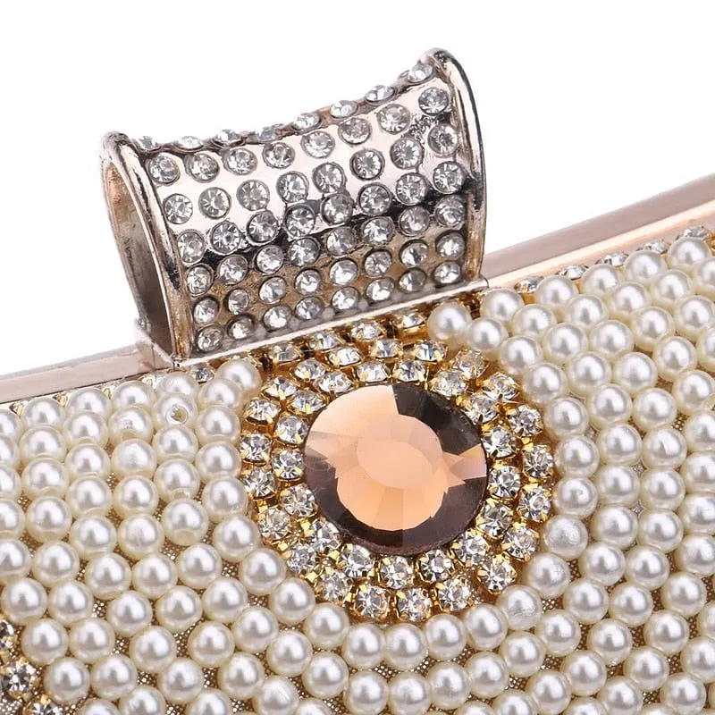 Rhinestones Tassel Clutch Diamonds Beaded Metal Evening Bags Chain Shoulder Messenger Purse