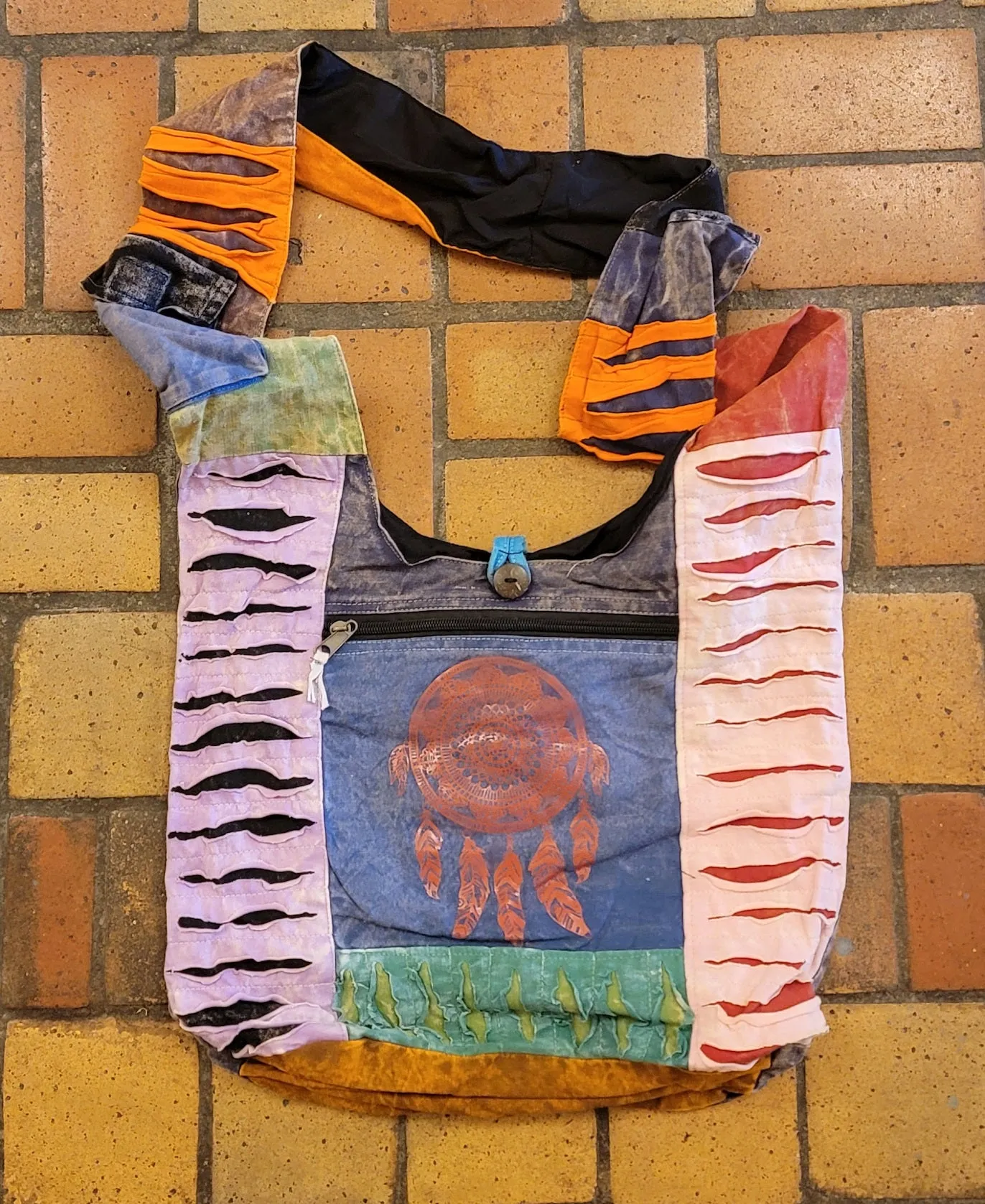 Ripped Cotton Hobo Bag