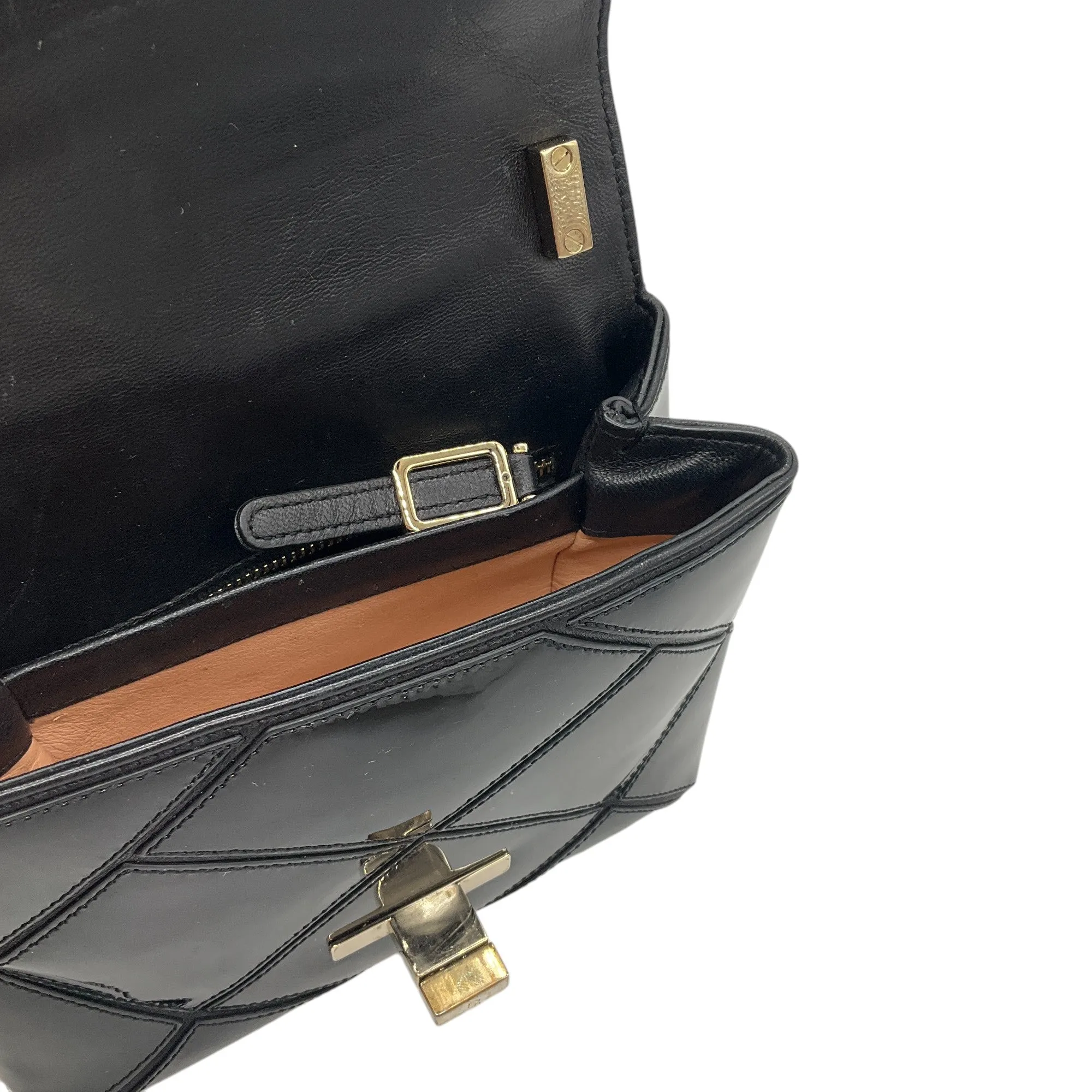 Roger Vivier Black / Gold Chain Strap Quilted Patent Leather Mini Bag