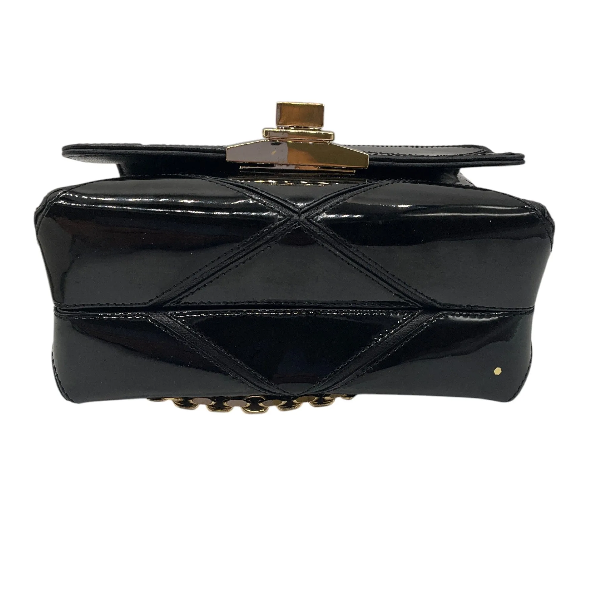 Roger Vivier Black / Gold Chain Strap Quilted Patent Leather Mini Bag