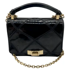 Roger Vivier Black / Gold Chain Strap Quilted Patent Leather Mini Bag