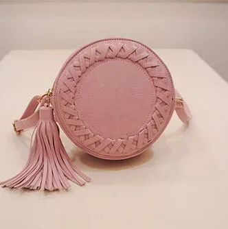 Round Tassel Bag Woven Crossbody Bags Shoulder Bag Ladies Cute Knitting Circular Women Messenger Bag