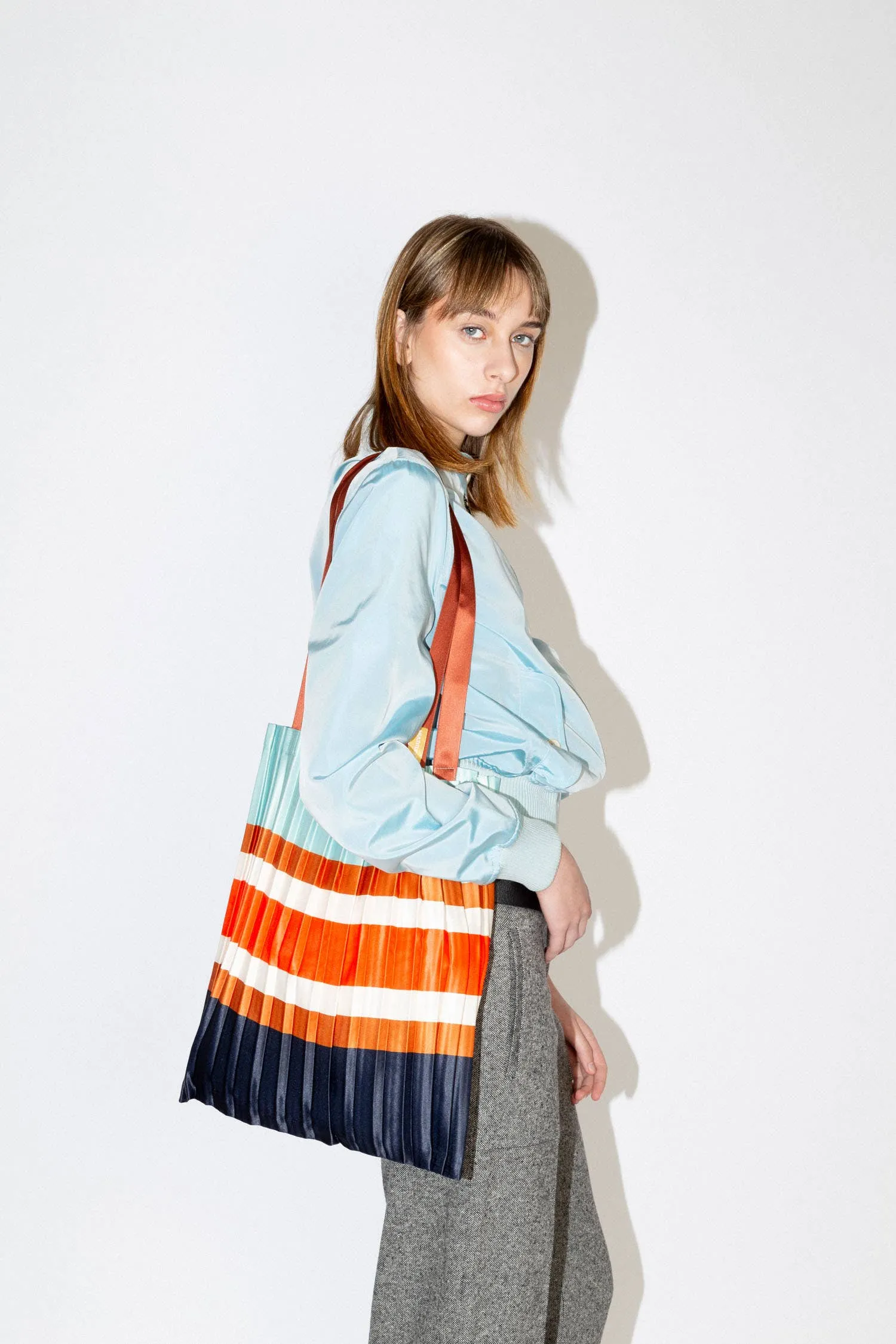 SATIN PLEATED TOTE BAG SORRENTO DUST